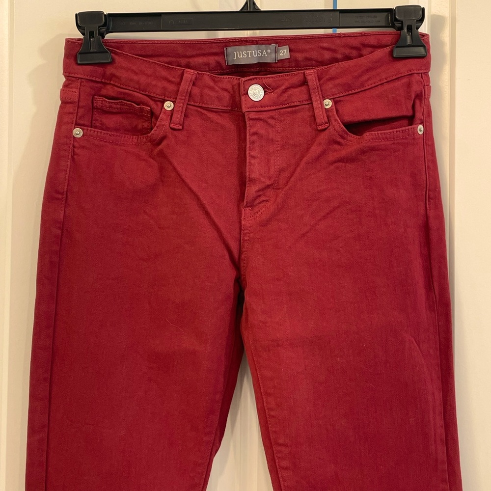 Red Just USA stretchy skinny jeans